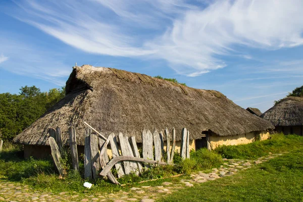 Eski Viking Evleri Müzesi Lejre Danimarka — Stok fotoğraf