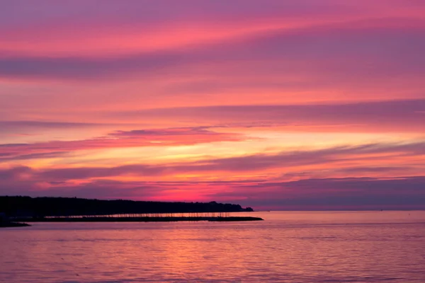Belo Céu Por Sol Sobre Mar Báltico Entre Suécia Dinamarca — Fotografia de Stock