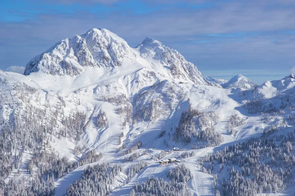 Vista Sulla Stazione Sciistica Nassfele Nelle Alpi Austriache — Foto Stock