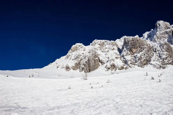 Widok ośrodka narciarskiego Nassfele, Alpy Austriackie — Zdjęcie stockowe