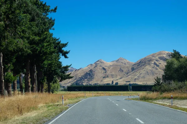 Estrada Rodoviária Através Região Canterbury Nova Zelândia — Fotografia de Stock