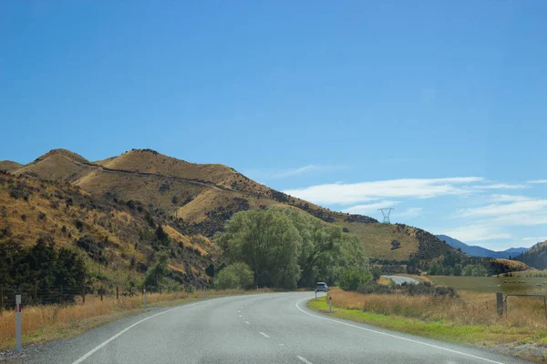 Autostrada Droga Przez Region Canterbury Nowa Zelandia — Zdjęcie stockowe
