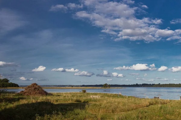 View of fjord and meadows near Holbaek, Denmark