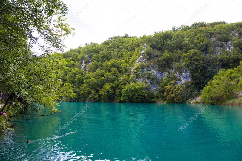  turquoise waters of Plitvice Lakes National Park in Croatia