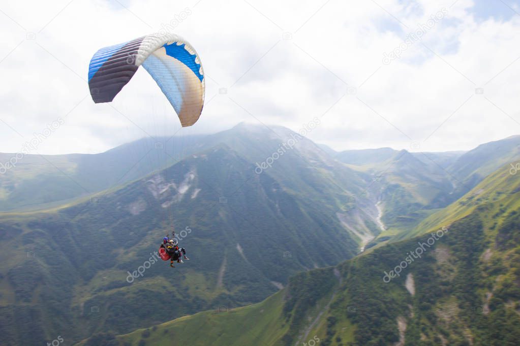 Paragliding in Gudauri Recreational Area in the Greater Caucasus mountains