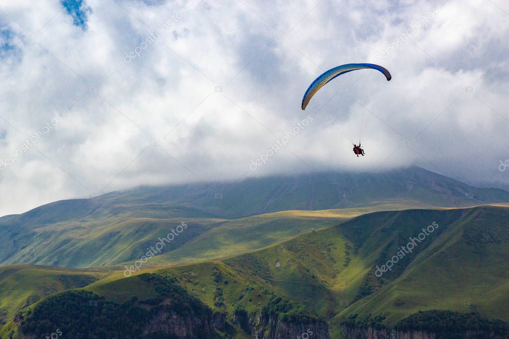 Paragliding in Gudauri Recreational Area in the Greater Caucasus mountains