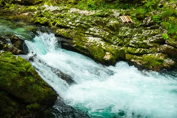 Vintgar Gorge - Slovenya, Julian Alps ünlü yürüyüş — Stok fotoğraf