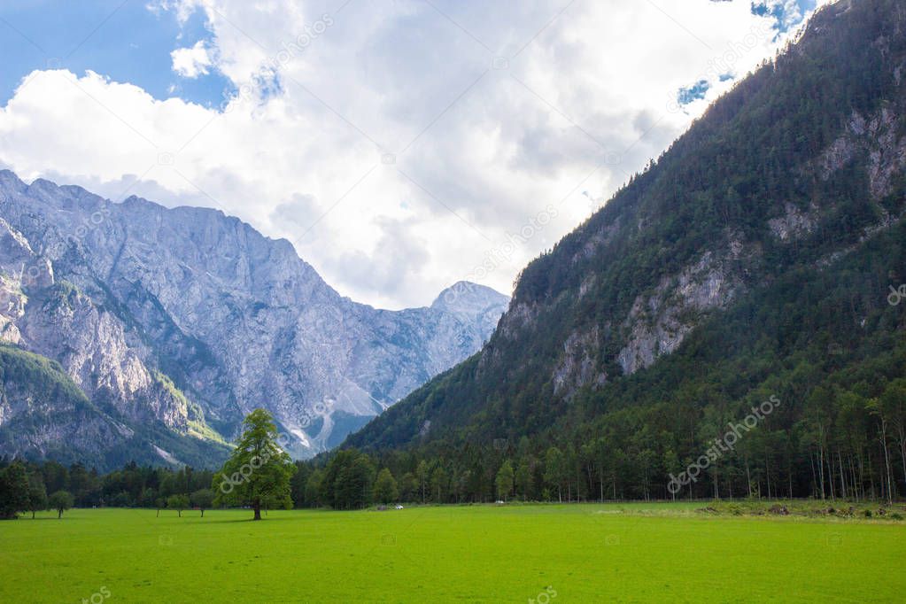 View of famous Logar Valley in Slovenia