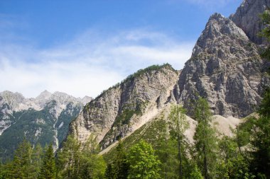 Julian Alps'in Vrsic Pass'ten görünümü, Slovenya