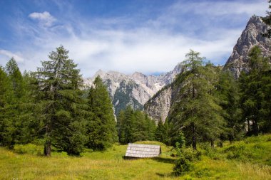 Julian Alps'in Vrsic Pass'ten görünümü, Slovenya