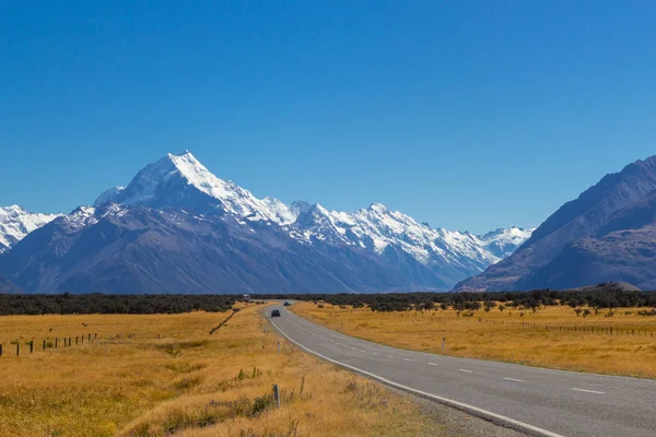Cesta do národního parku Aoraki na Novém Zélandu Stock Snímky
