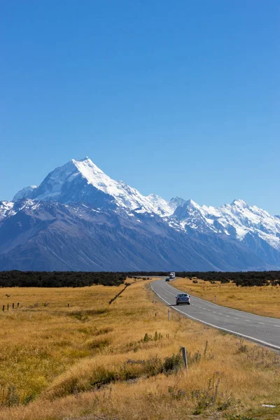 Road to Aoraki National Park, Nya Zeeland Royaltyfria Stockbilder