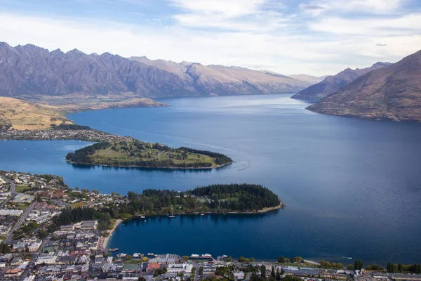 Vista aérea da bela Queenstown, Otago, Nova Zelândia — Fotografia de Stock