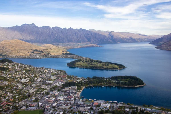 Vista aérea da bela Queenstown, Otago, Nova Zelândia — Fotografia de Stock