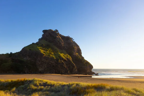 美丽的日落在皮哈海滩， 新西兰 — 图库照片