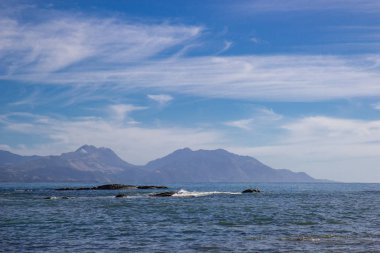 Kaikoura yakınlarındaki muhteşem deniz manzarası görünümü, Yeni Zelanda