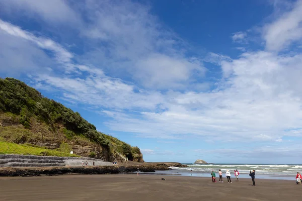 Muriwai Regional Park'ın panoramik manzarası, Yeni Zelanda