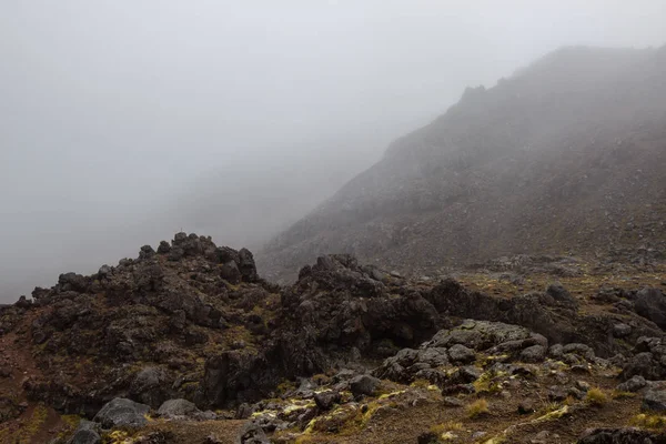 Dimmig regnig dag på Tongariro Volcano, Nya Zeeland — Stockfoto