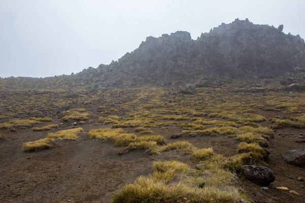 Dimmig regnig dag på Tongariro Volcano, Nya Zeeland — Stockfoto