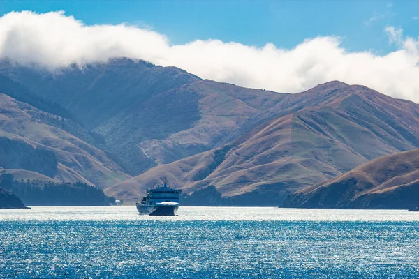 view from Interislander ferry connecting North and South island of New Zealand