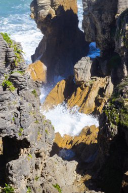 Punakaiki Pancake Rocks ve Blowholes Walk, Paproa, Yeni Zelanda