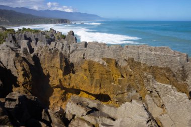 Punakaiki Pancake Rocks ve Blowholes Walk, Paproa, Yeni Zelanda