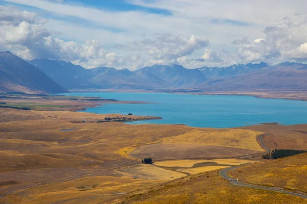 John Dağı gözlemevinden Tekapo Gölü manzarası — Stok fotoğraf