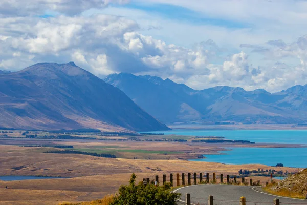 Vista do Lago Tekapo do observatório Mount John — Fotografia de Stock