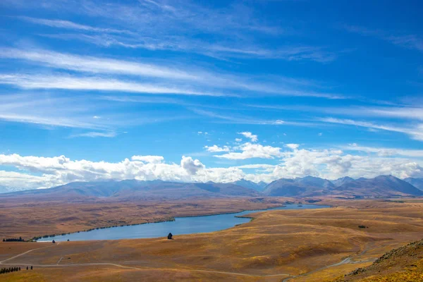 Veduta del lago Tekapo dall'osservatorio di Mount John — Foto Stock