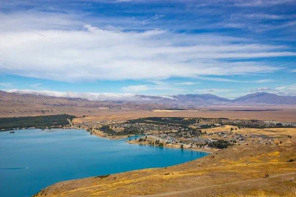 John Dağı gözlemevinden Tekapo Gölü manzarası — Stok fotoğraf