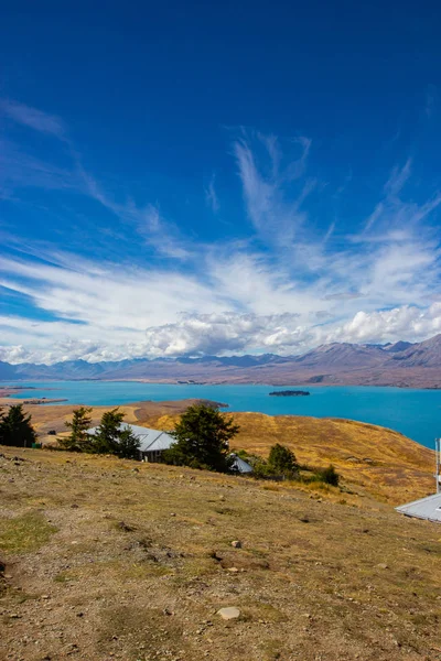 Θέα στη λίμνη Tekapo από το Αστεροσκοπείο του βουνού Ιωάννη — Φωτογραφία Αρχείου
