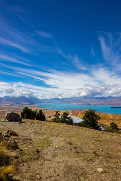 Zicht op het Tekapo-meer vanaf het Observatorium van Mount John — Stockfoto