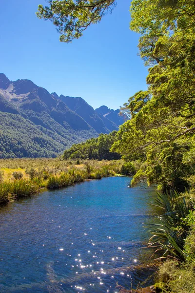 Θέα της λίμνης Gunn στο Εθνικό Πάρκο Fiordland — Φωτογραφία Αρχείου