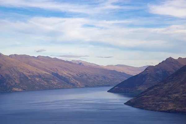 Vista do lago Wakatipu de um barco, Queenstown — Fotografia de Stock