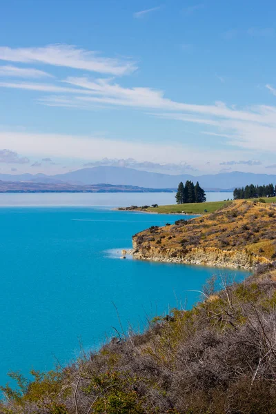 新西兰Pukaki湖绿松石水 — 图库照片