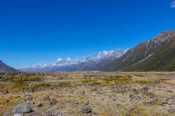 Vista para o vale no parque nacional Mount Cook — Fotografia de Stock