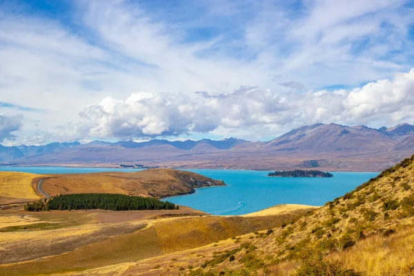 Widok z powietrza na jezioro Tekapo, Nowa Zelandia — Zdjęcie stockowe