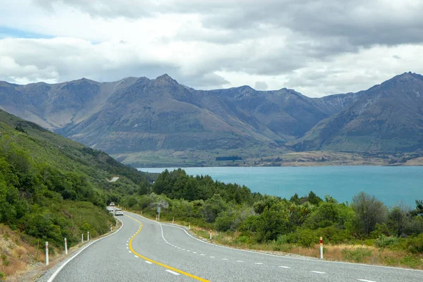 Vista do lago Wakatipu, ilha do Sul, Nova Zelândia — Fotografia de Stock