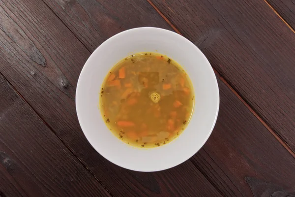Φακές Σούπα Καρότα Ένα Ξύλινο Τραπέζι — Φωτογραφία Αρχείου
