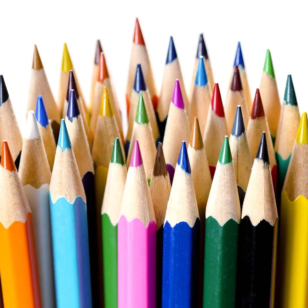 Ołówki Kolorowe Tło Bliska — Zdjęcie stockowe