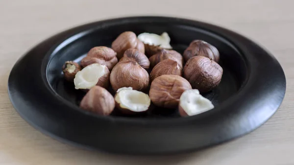 Hazelnuts Nuts Bowl Food Background Close — Stock Photo, Image
