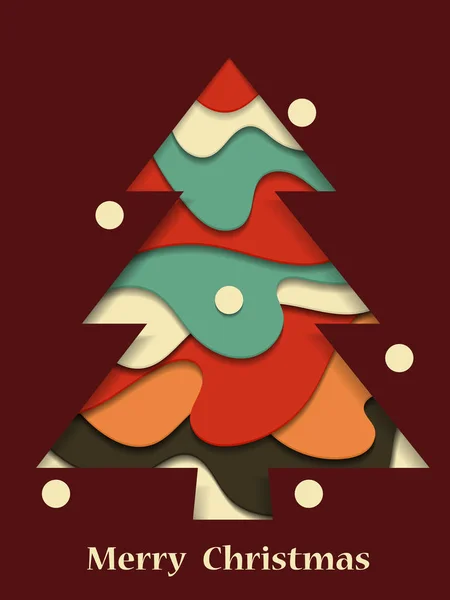 Christmas Tree Abstract Background Cut Paper — Stock Vector