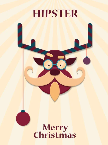 Ciervo Hipster Navidad Feliz Navidad Fondo — Vector de stock