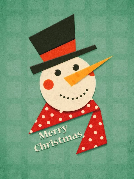 Χριστούγεννα Χιονάνθρωπος Ένα Καπέλο Χαρούμενα Χριστούγεννα Φόντο — Φωτογραφία Αρχείου
