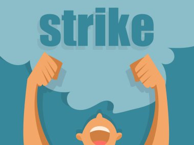 Protesto holding eller. Otoriteyle anlaşmazlık. Düz stil vektör çizim