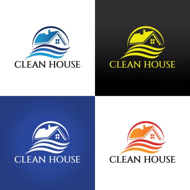 Ev temiz logo tasarım şablonu. Eko ev logo. Vektör çizim