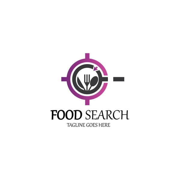 Modelo Design Logotipo Pesquisa Alimentos Ilustração Vetorial —  Vetores de Stock