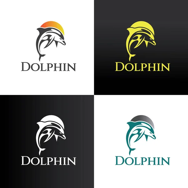 Dolphin Logo Designmall Vektorillustration — Stock vektor