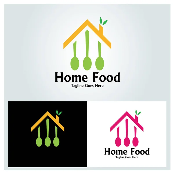 Modelo Design Logotipo Comida Casa Ilustração Vetorial —  Vetores de Stock