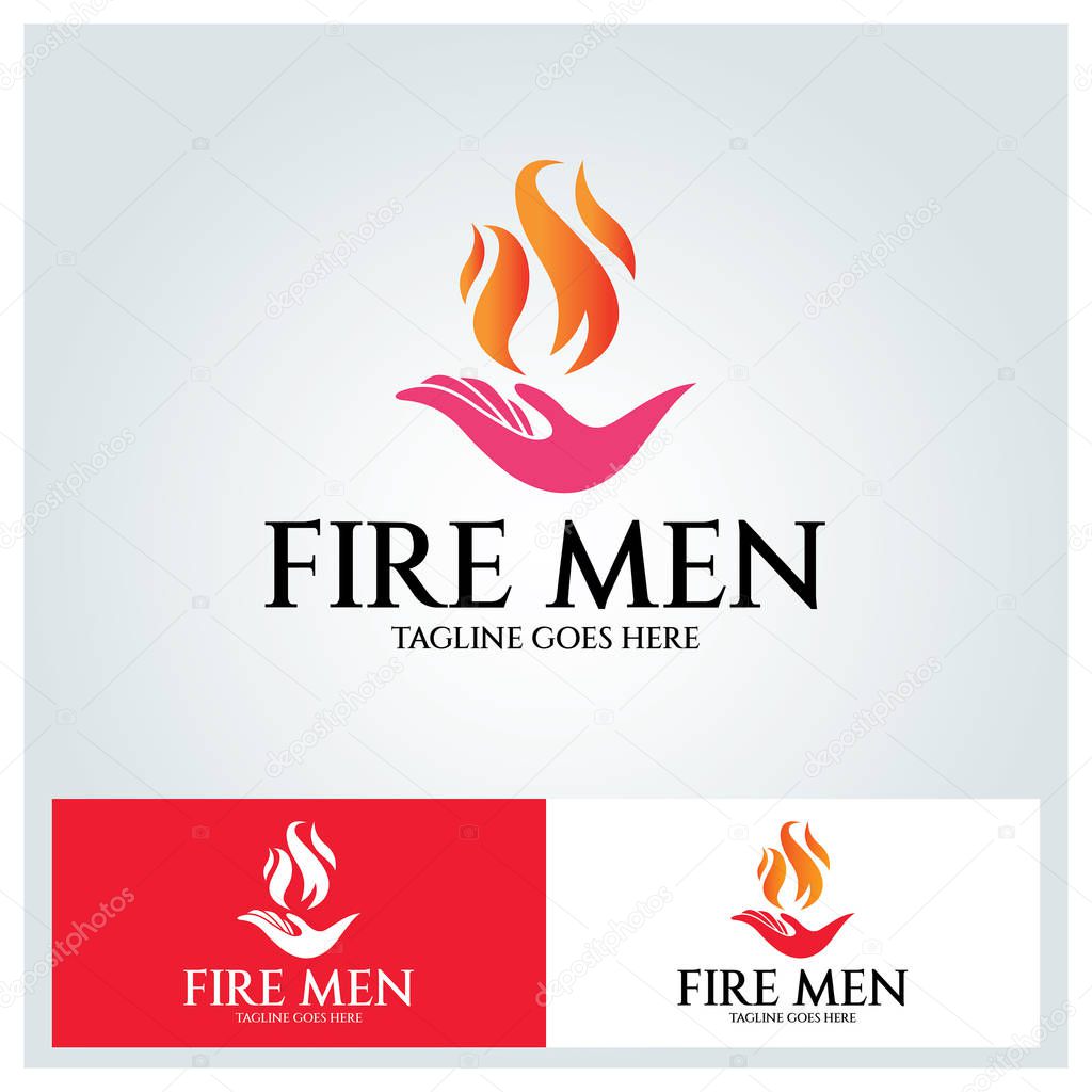 Fire men logo design template. Vector illustration